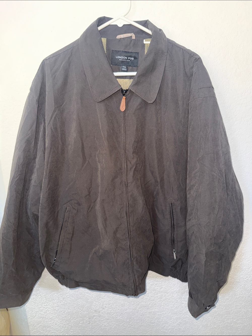 London Fog Men's Dark Brown Zip Bomber Jacket